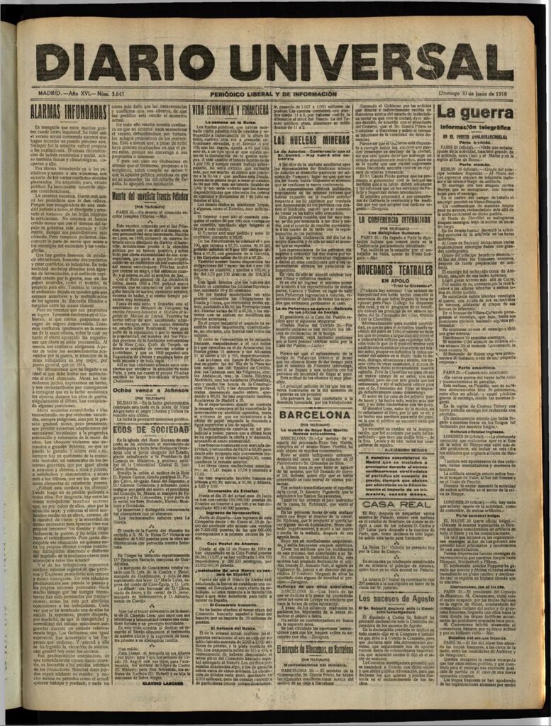 Miniatura de Diario Universal del 30 de junio de 1918