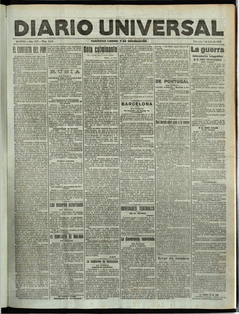 Miniatura de Diario Universal del 3 de julio de 1918