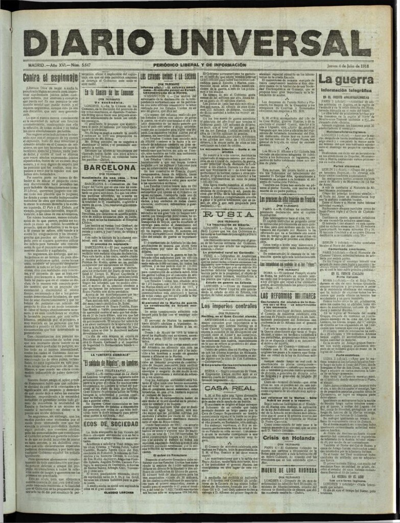 Miniatura de Diario Universal del 4 de julio de 1918