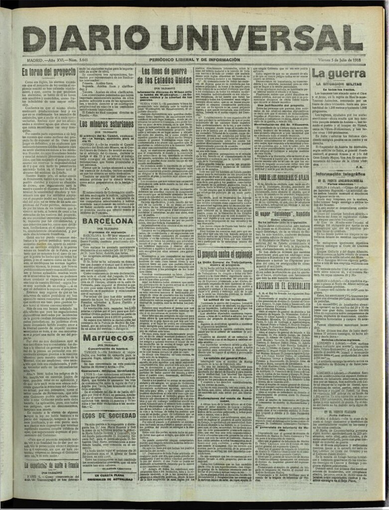 Miniatura de Diario Universal del 5 de julio de 1918