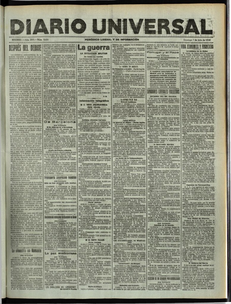 Miniatura de Diario Universal del 7 de julio de 1918