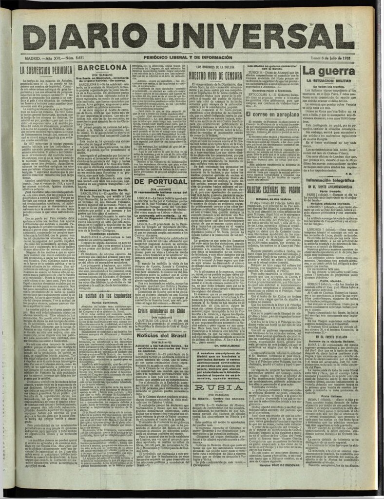 Miniatura de Diario Universal del 8 de julio de 1918
