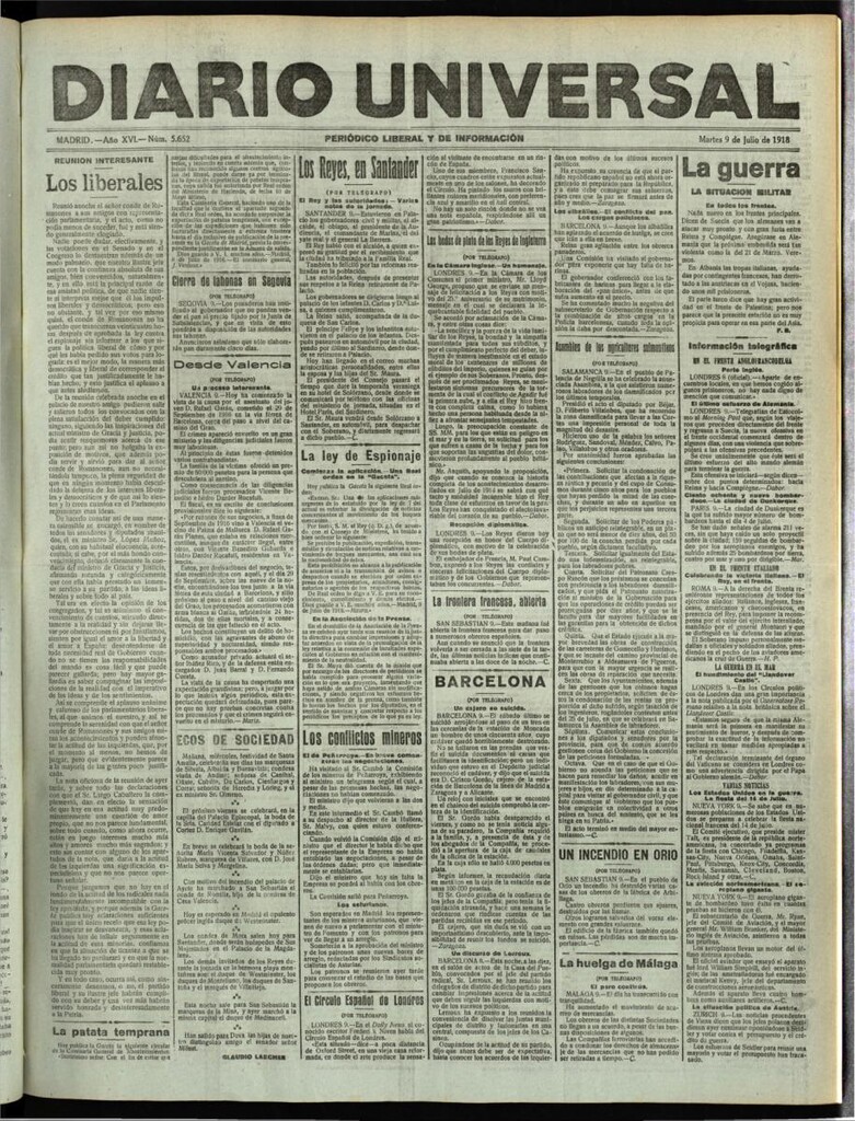 Miniatura de Diario Universal del 9 de julio de 1918