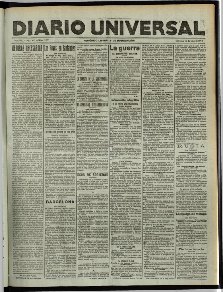 Miniatura de Diario Universal del 10 de julio de 1918