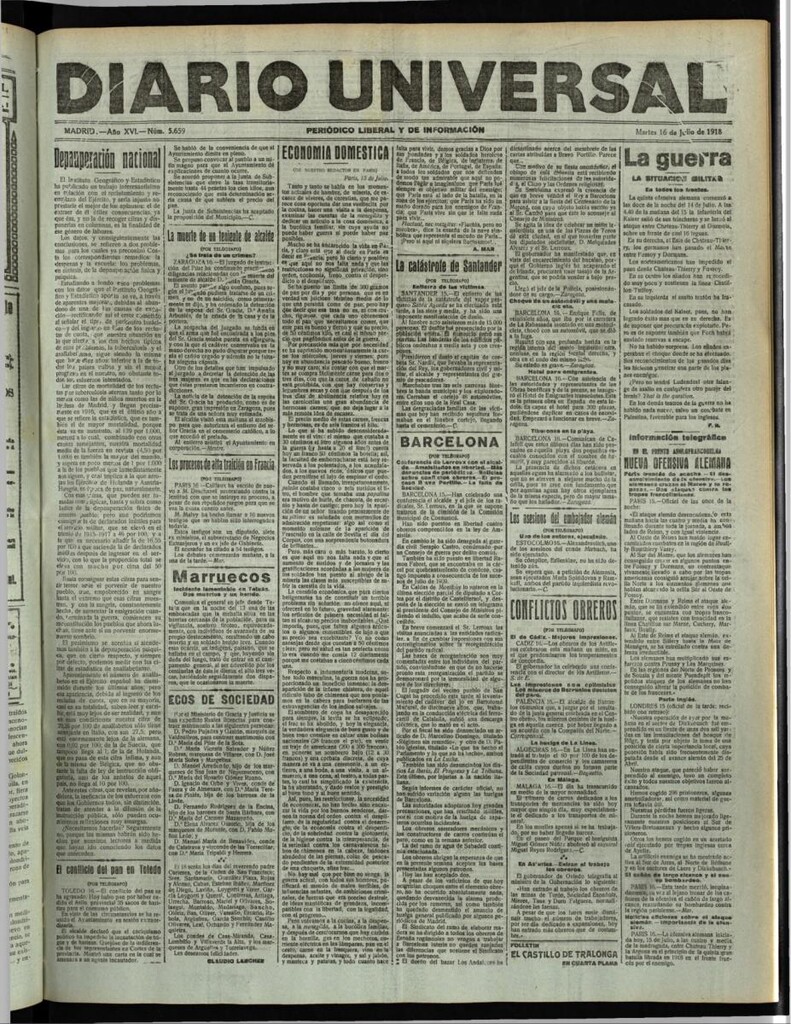 Miniatura de Diario Universal del 16 de julio de 1918
