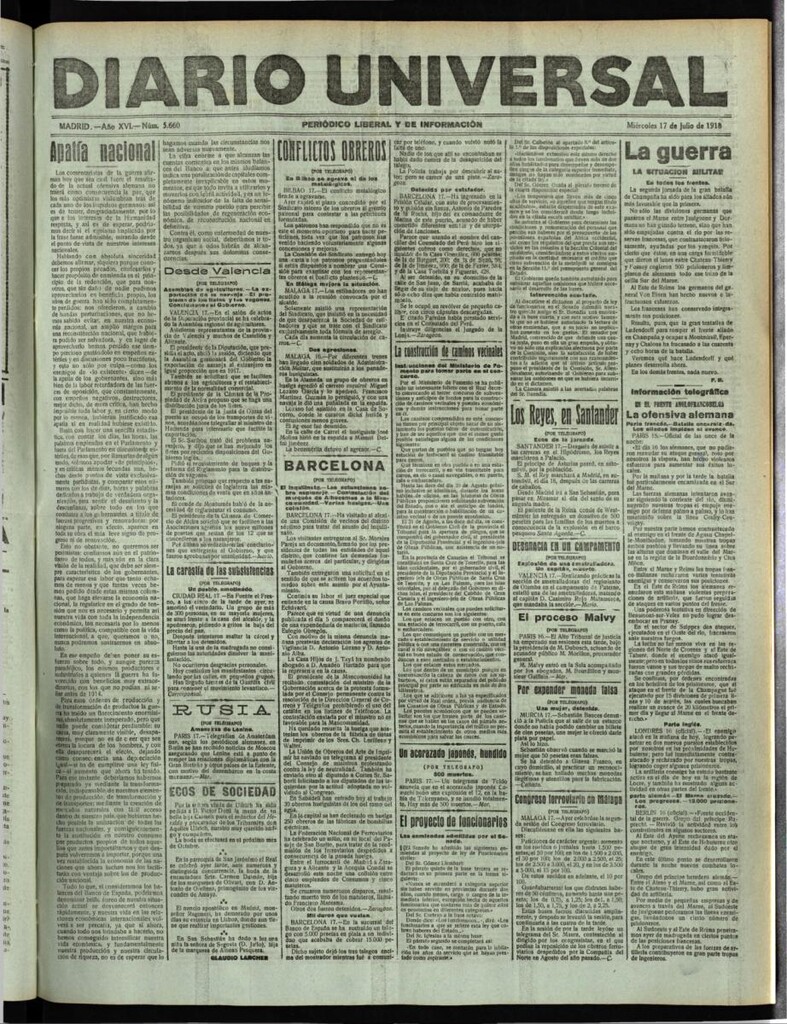 Miniatura de Diario Universal del 17 de julio de 1918