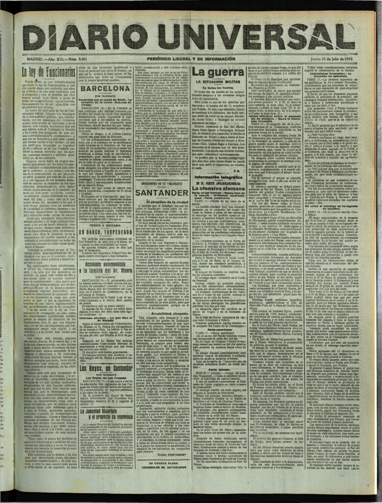 Miniatura de Diario Universal del 18 de julio de 1918