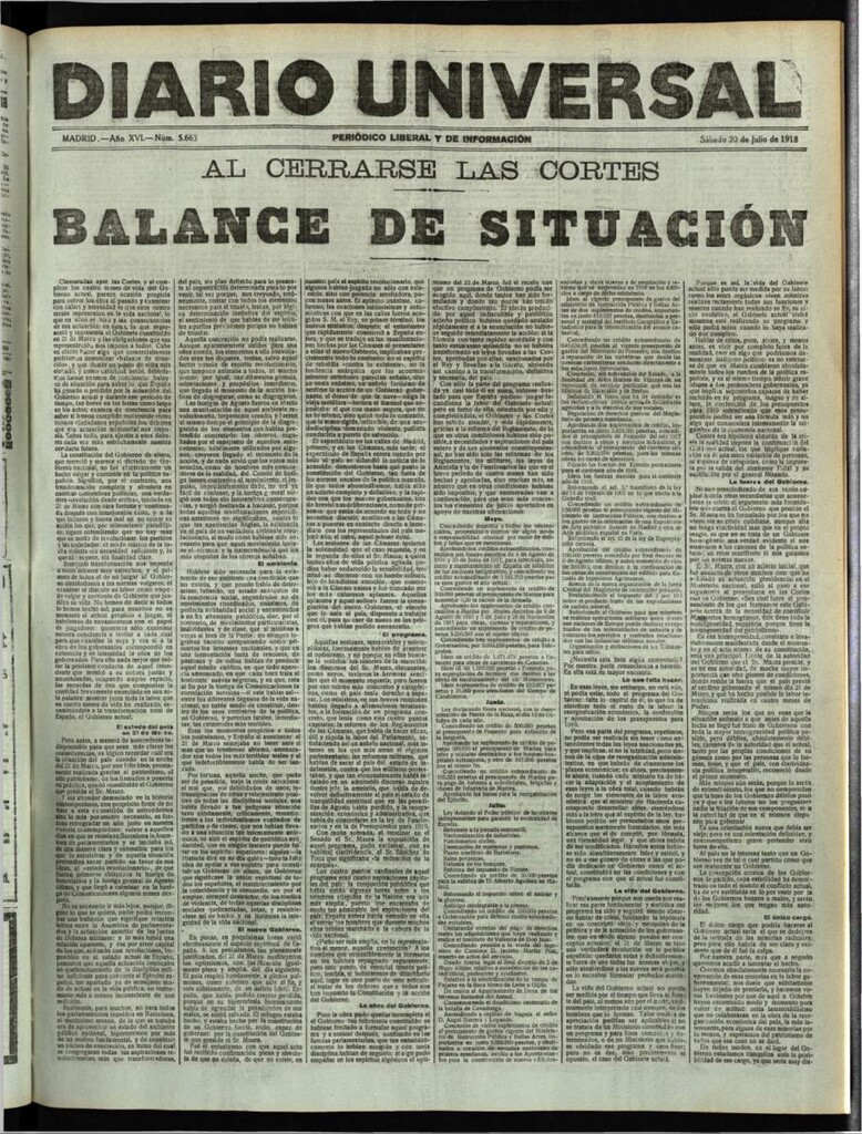 Miniatura de Diario Universal del 20 de julio de 1918
