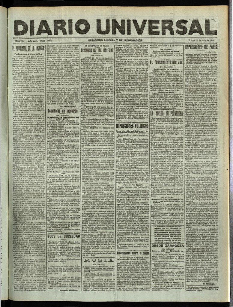 Miniatura de Diario Universal del 22 de julio de 1918