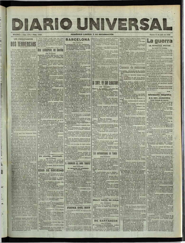Miniatura de Diario Universal del 23 de julio de 1918