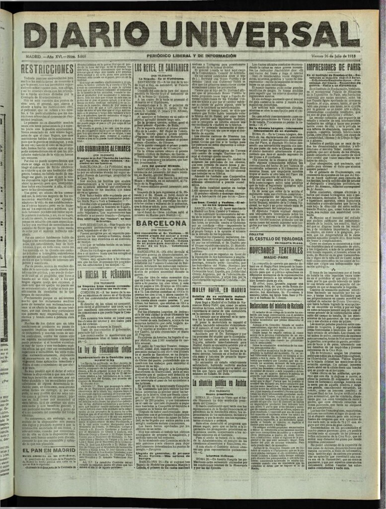 Miniatura de Diario Universal del 26 de julio de 1918