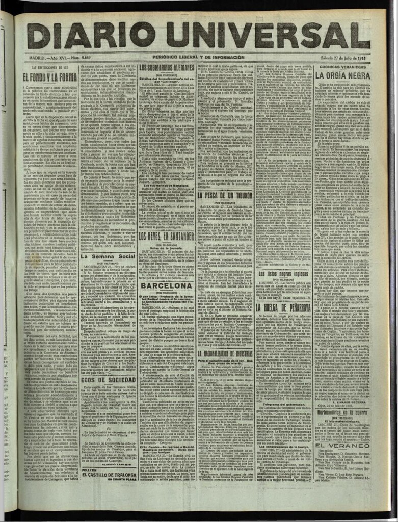 Miniatura de Diario Universal del 27 de julio de 1918