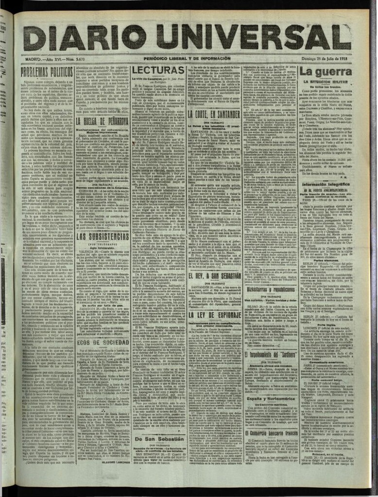 Miniatura de Diario Universal del 28 de julio de 1918