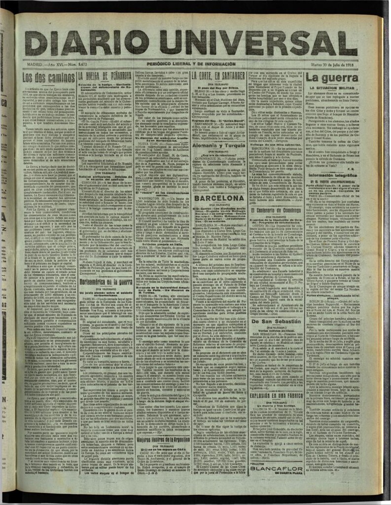 Miniatura de Diario Universal del 30 de julio de 1918