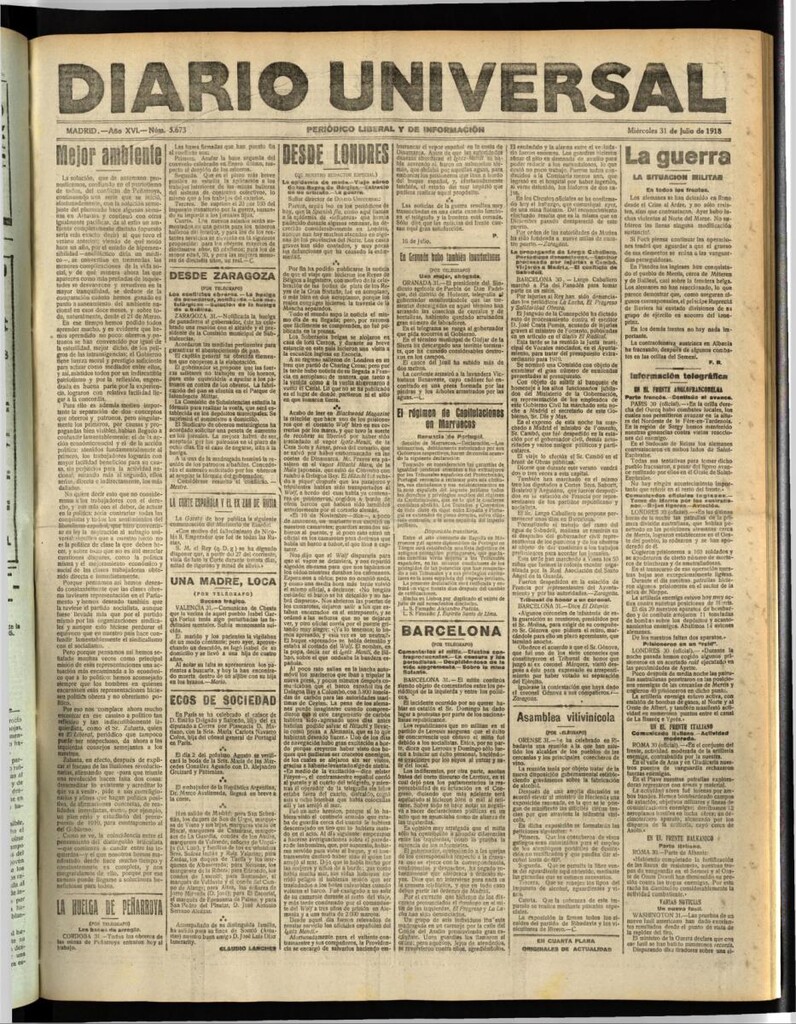 Miniatura de Diario Universal del 31 de julio de 1918