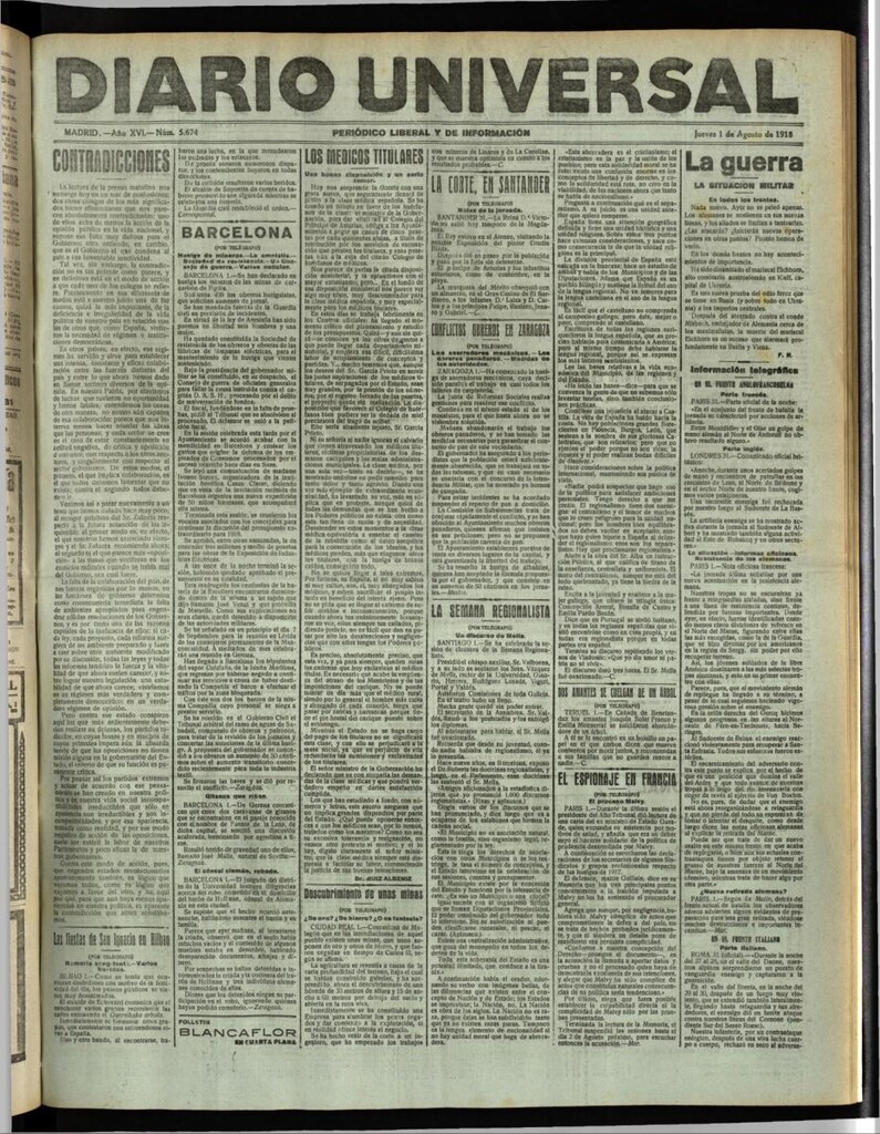 Miniatura de Diario Universal del 1 de agosto de 1918