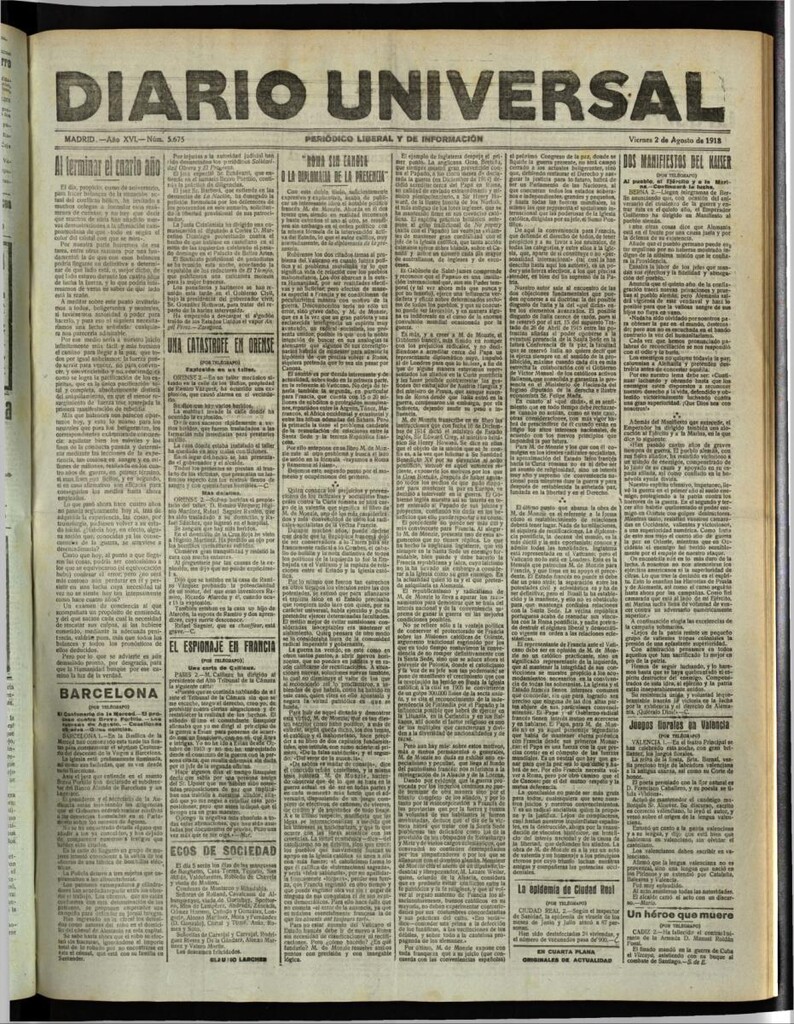 Miniatura de Diario Universal del 2 de agosto de 1918