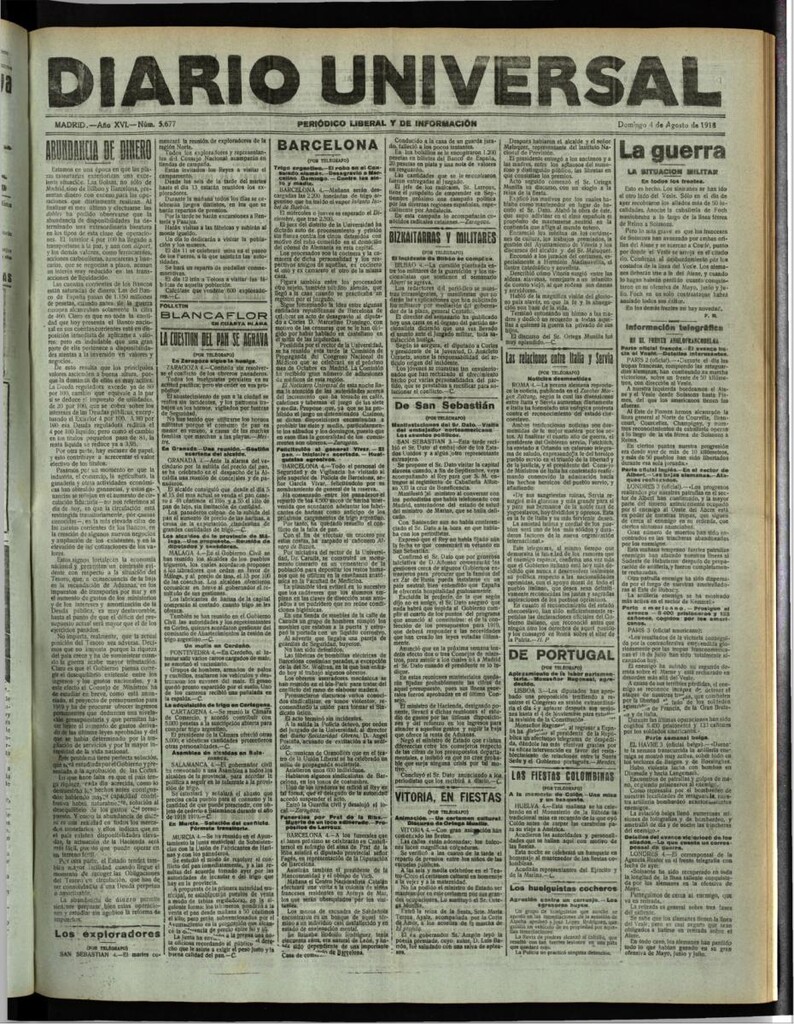 Miniatura de Diario Universal del 4 de agosto de 1918