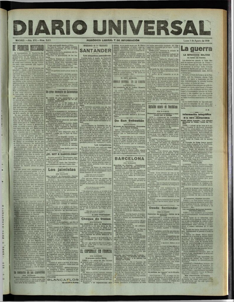 Miniatura de Diario Universal del 5 de agosto de 1918