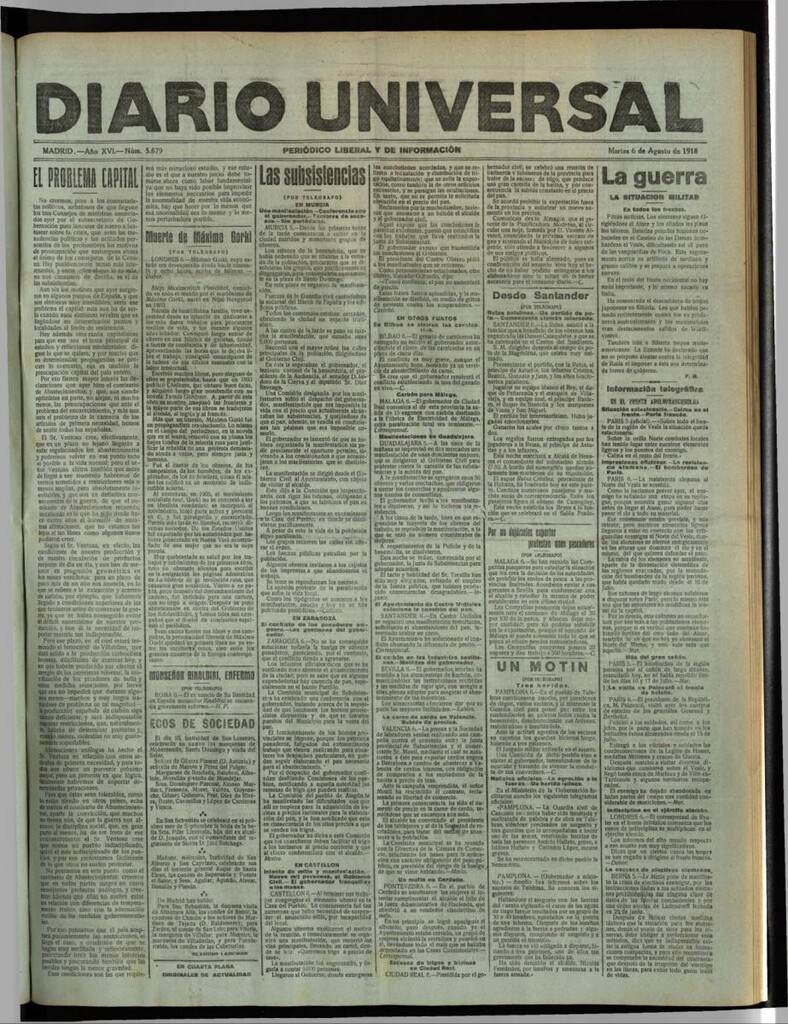 Miniatura de Diario Universal del 6 de agosto de 1918