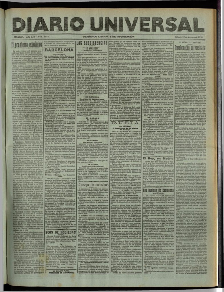 Miniatura de Diario Universal del 10 de agosto de 1918