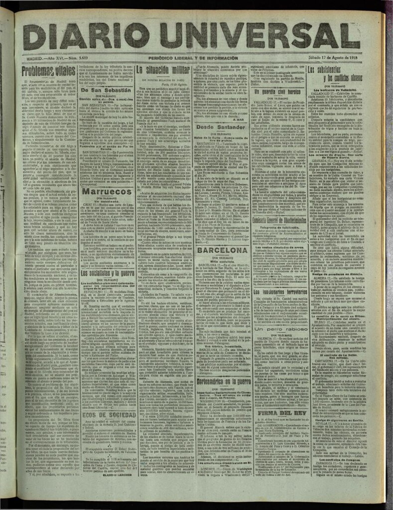 Miniatura de Diario Universal del 17 de agosto de 1918