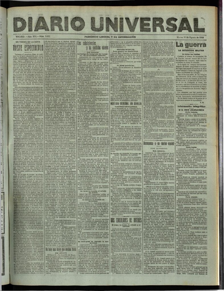 Miniatura de Diario Universal del 20 de agosto de 1918