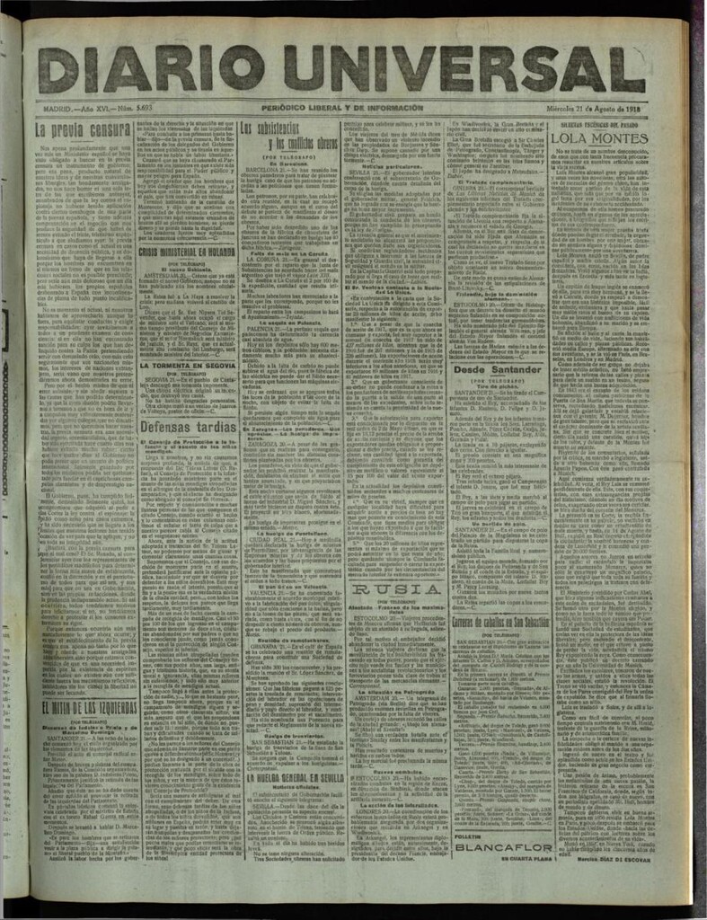 Miniatura de Diario Universal del 21 de agosto de 1918