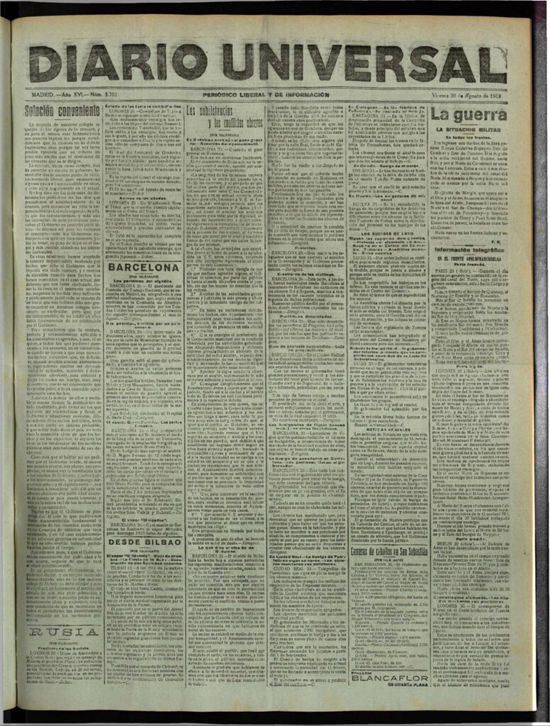Miniatura de Diario Universal del 30 de agosto de 1918
