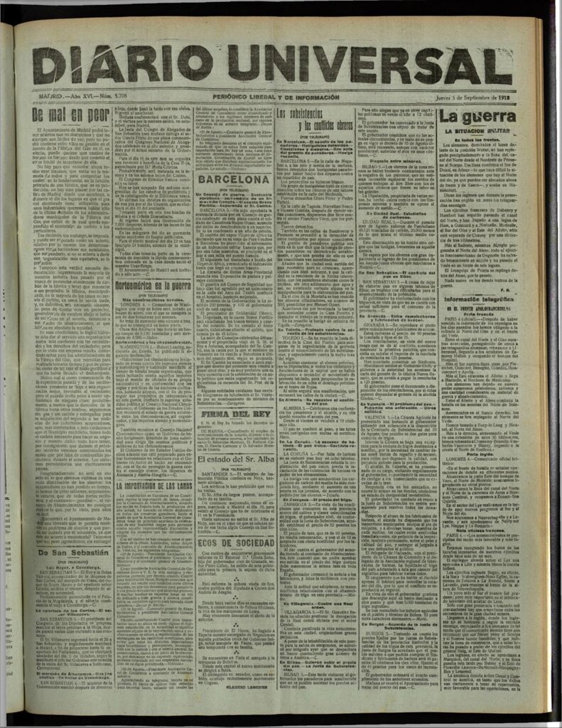 Miniatura de Diario Universal del 5 de septiembre de 1918