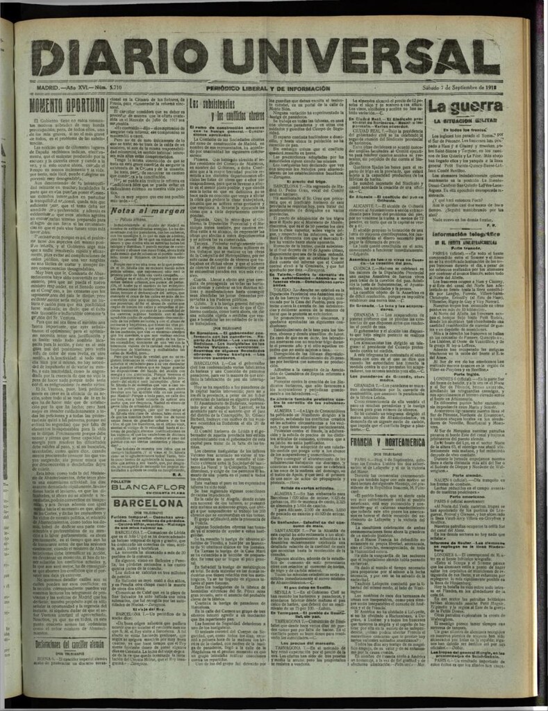 Miniatura de Diario Universal del 7 de septiembre de 1918