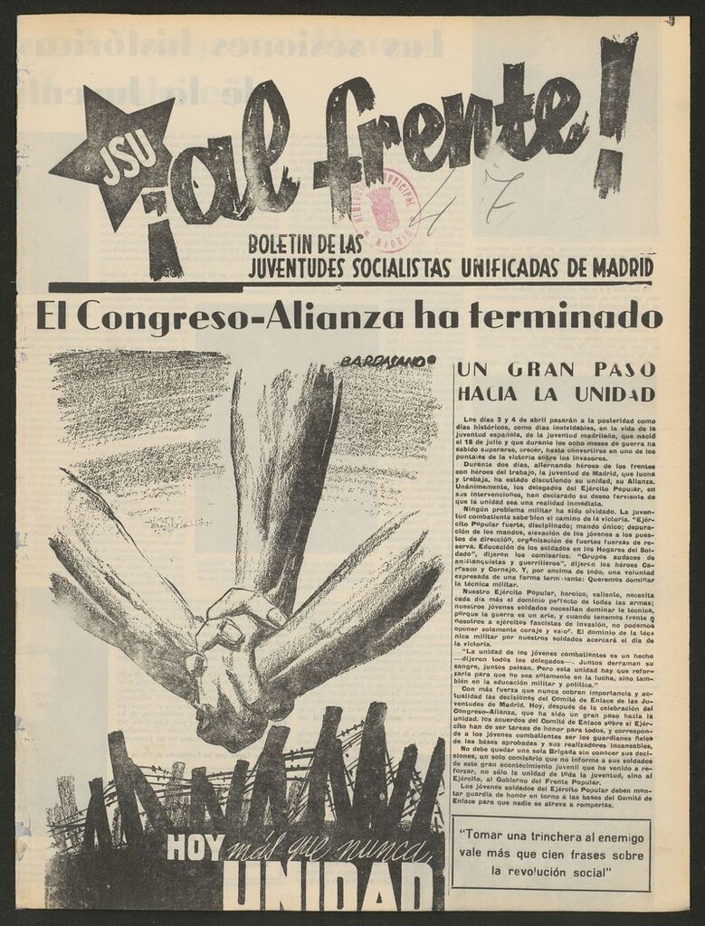 Miniatura de ¡Al Frente! (Madrid, 1936-1937) del 9 de abril de 1937