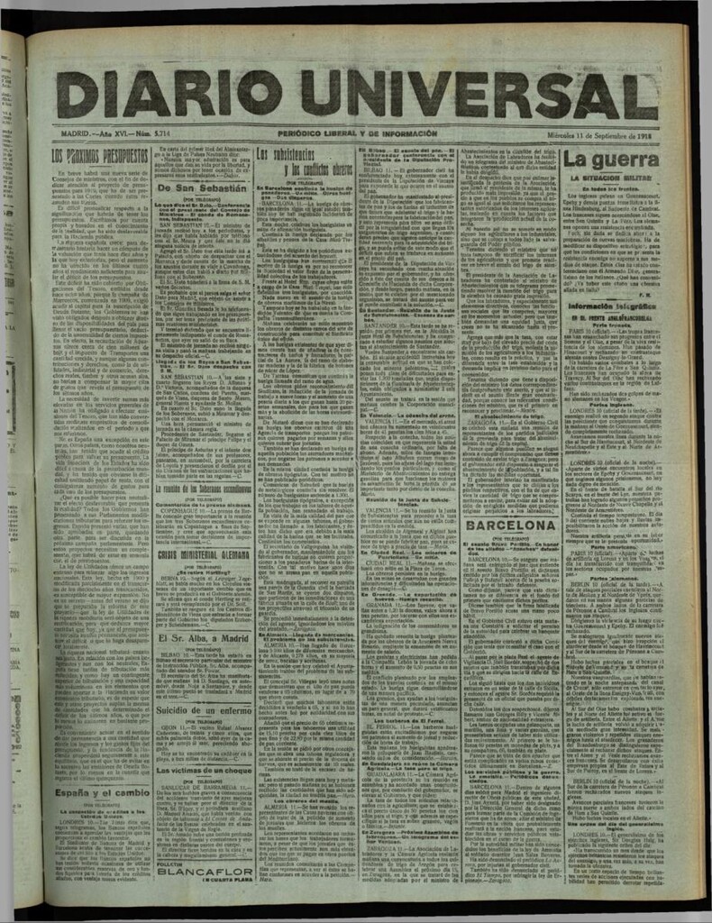 Miniatura de Diario Universal del 11 de septiembre de 1918