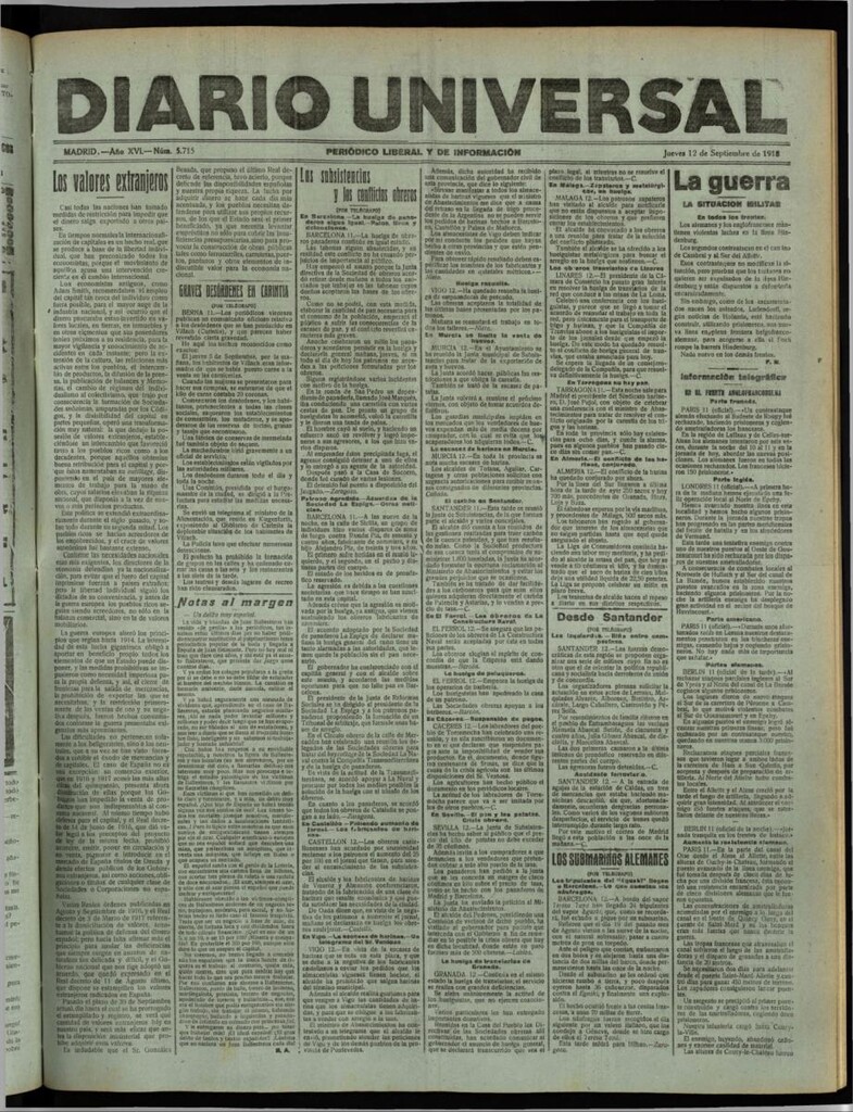 Miniatura de Diario Universal del 12 de septiembre de 1918