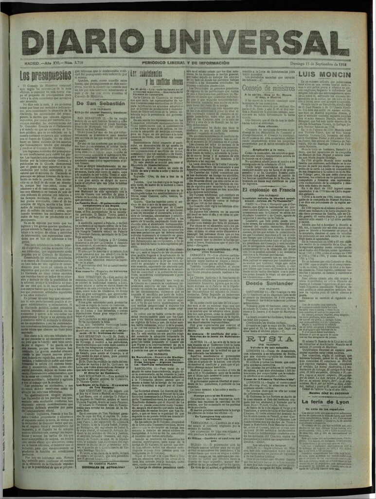 Miniatura de Diario Universal del 15 de septiembre de 1918