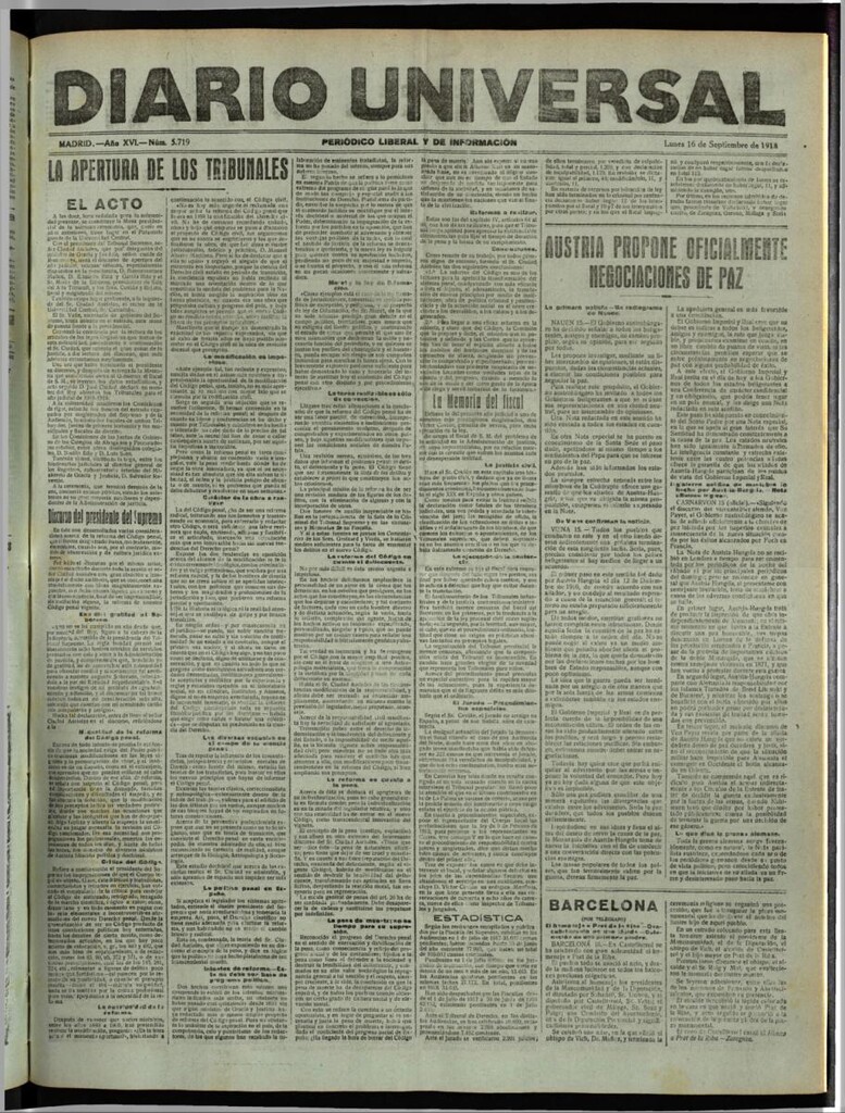 Miniatura de Diario Universal del 16 de septiembre de 1918