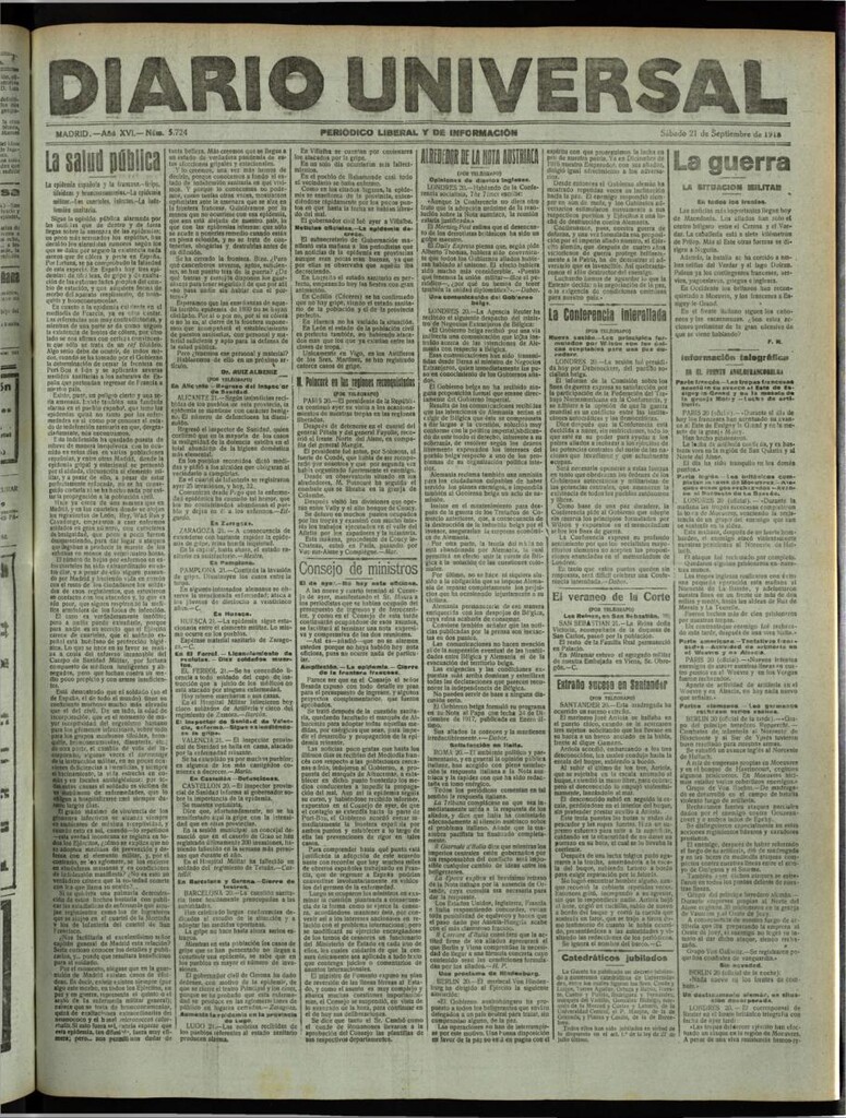 Miniatura de Diario Universal del 21 de septiembre de 1918