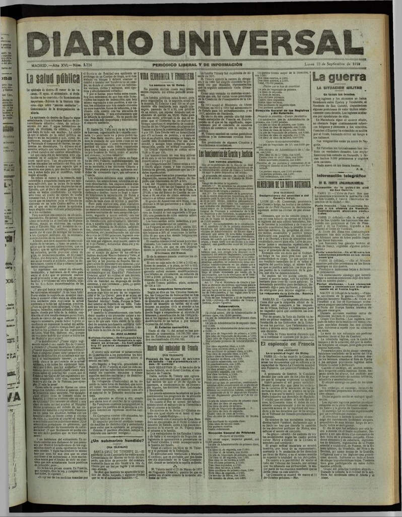 Miniatura de Diario Universal del 23 de septiembre de 1918