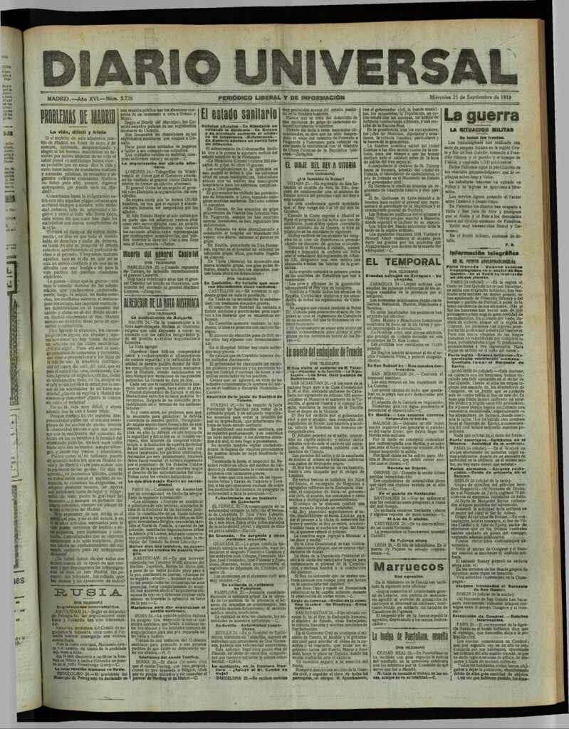 Miniatura de Diario Universal del 25 de septiembre de 1918