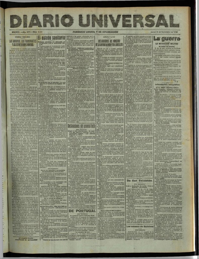 Miniatura de Diario Universal del 26 de septiembre de 1918