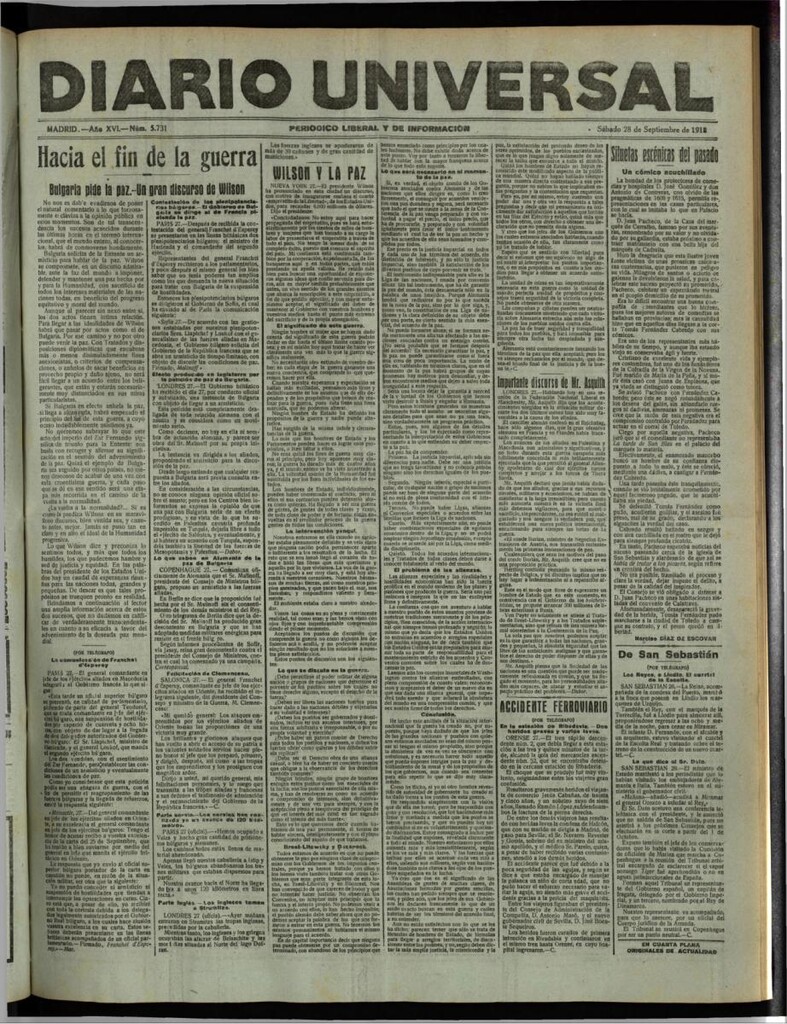 Miniatura de Diario Universal del 28 de septiembre de 1918