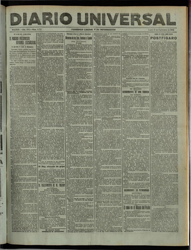Miniatura de Diario Universal del 30 de septiembre de 1918