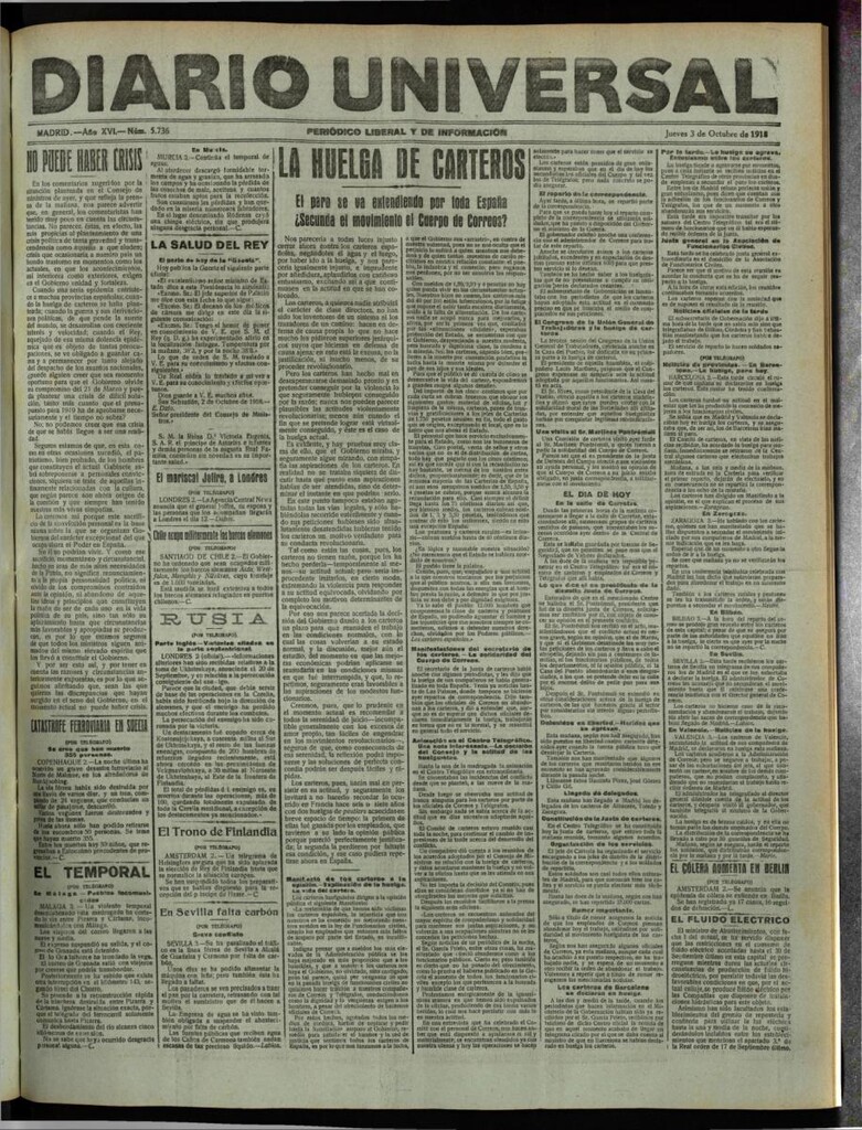 Miniatura de Diario Universal del 3 de octubre de 1918