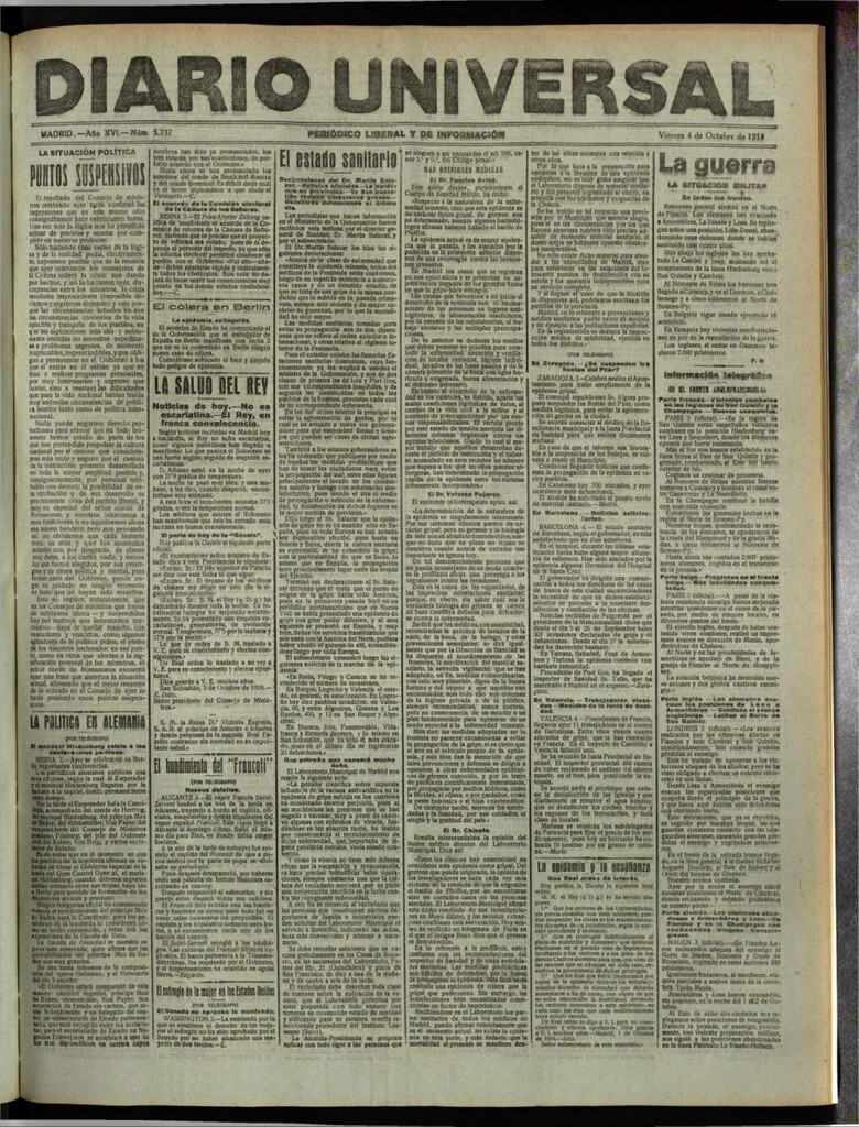 Miniatura de Diario Universal del 4 de octubre de 1918