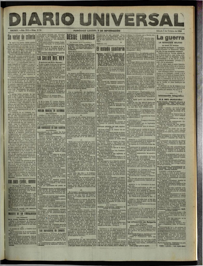 Miniatura de Diario Universal del 5 de octubre de 1918