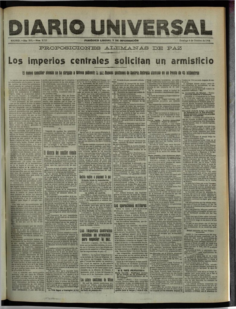 Miniatura de Diario Universal del 6 de octubre de 1918