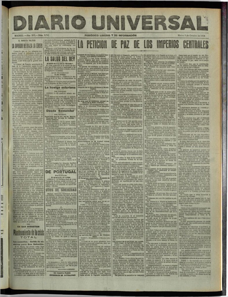 Miniatura de Diario Universal del 8 de octubre de 1918