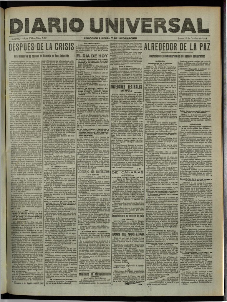 Miniatura de Diario Universal del 10 de octubre de 1918