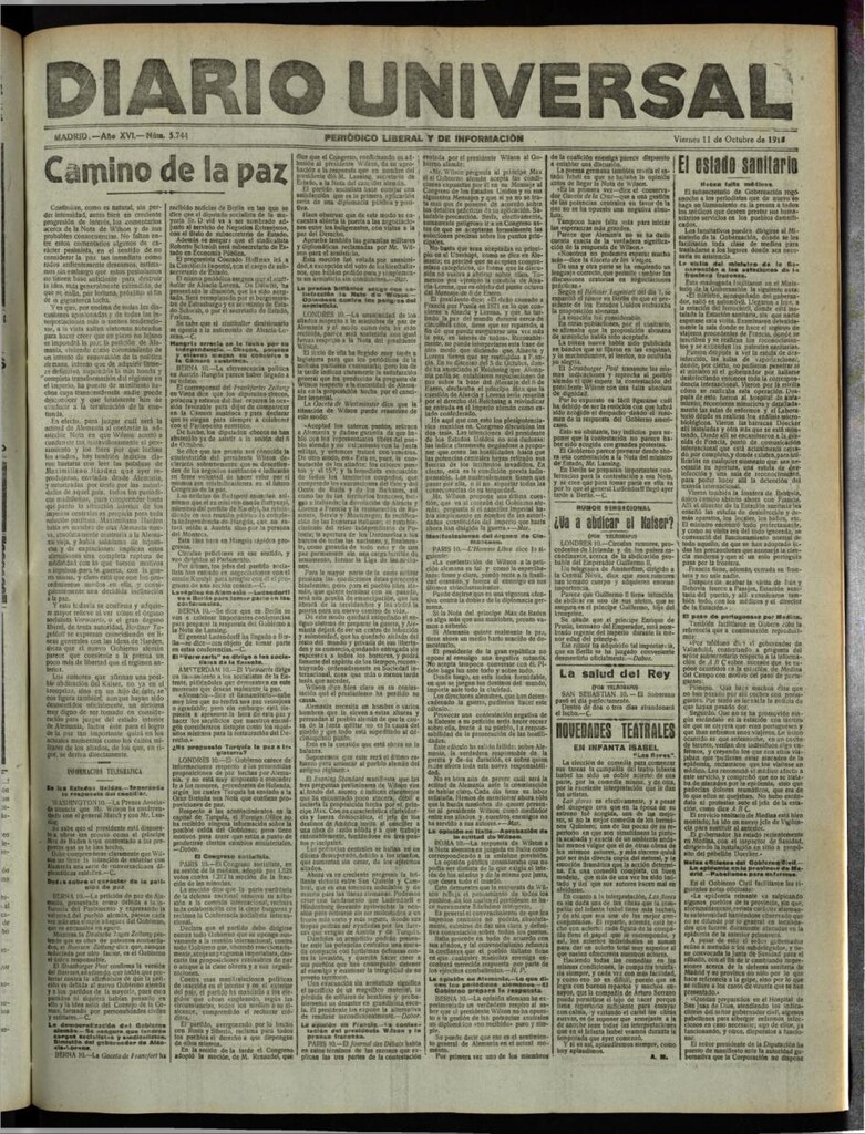 Miniatura de Diario Universal del 11 de octubre de 1918
