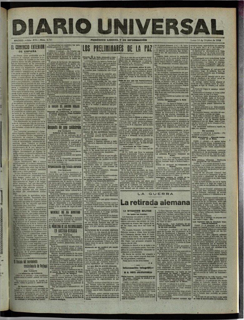 Miniatura de Diario Universal del 14 de octubre de 1918